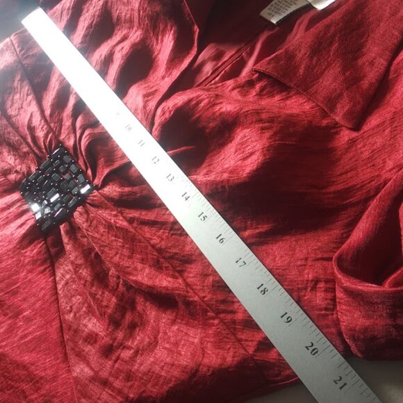 J.R. Nites by Carol Lin Red Blouse women's size 14 - Picture 9 of 16